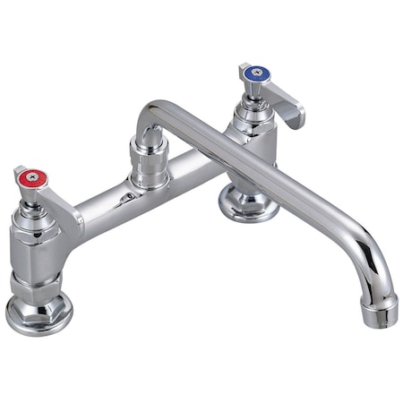 Bk Resources Optiflow Heavy Duty Faucet, 16" Swing Spout, 8" O.C. Deck Mount BKF8HD-16-G